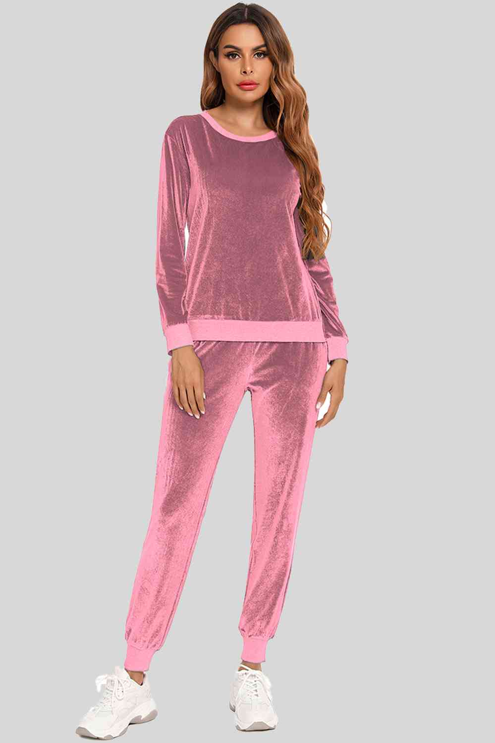 Round Neck Long Sleeve Loungewear Set with Pockets (3 Colors) Loungewear Krazy Heart Designs Boutique Dusty Pink S 