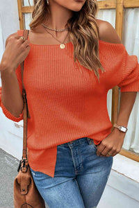 Ribbed Cold Shoulder Long Sleeve Knit Top (4 Colors) Shirts & Tops Krazy Heart Designs Boutique   