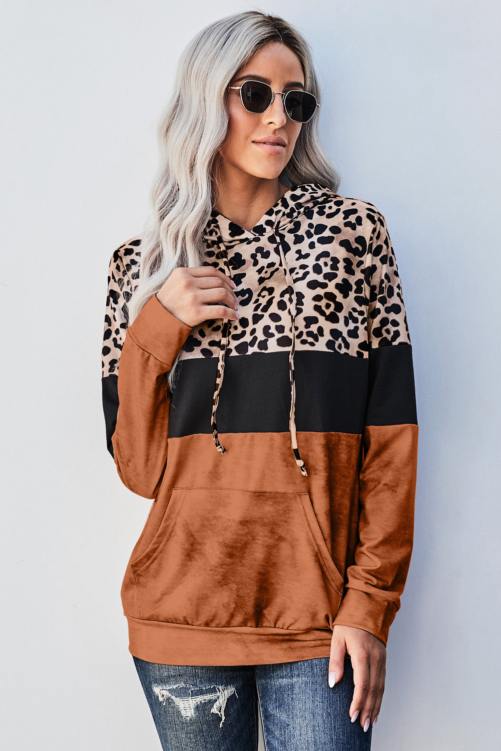 Leopard Color Block Hoodie (5 Colors)  Krazy Heart Designs Boutique   