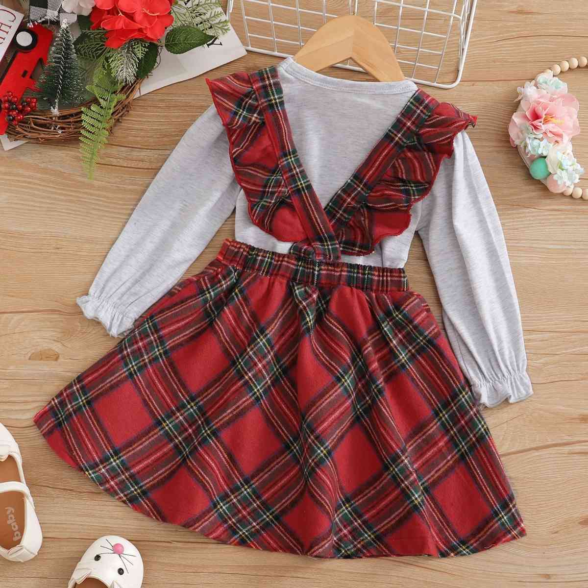 Graphic Top and Plaid Overall Skirt Set for Toddler Girl  Krazy Heart Designs Boutique   