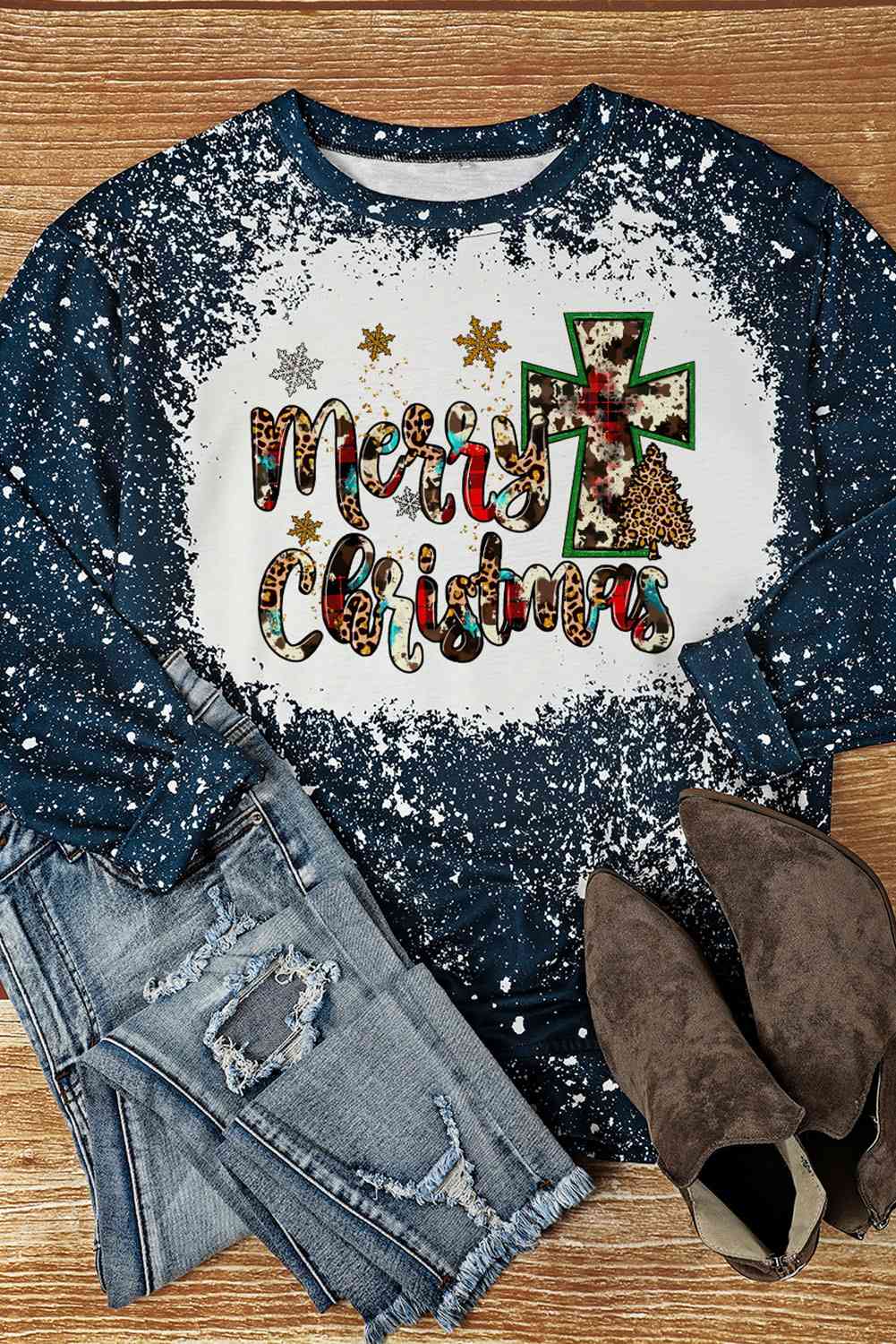 MERRY CHRISTMAS Graphic Sweatshirt Shirts & Tops Krazy Heart Designs Boutique   