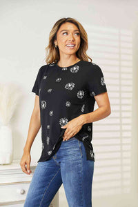 Double Take Dandelion Print Round Neck T-Shirt  Krazy Heart Designs Boutique   