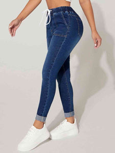 KHD Drawstring Cropped Jeans  Krazy Heart Designs Boutique   
