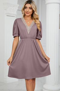 V-Neck Puff Sleeve Dress (8 Colors) Dress Krazy Heart Designs Boutique Lilac S 