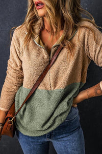 Contrast Color Half Zip Long Sleeve Sweatshirt Shirts & Tops Krazy Heart Designs Boutique   