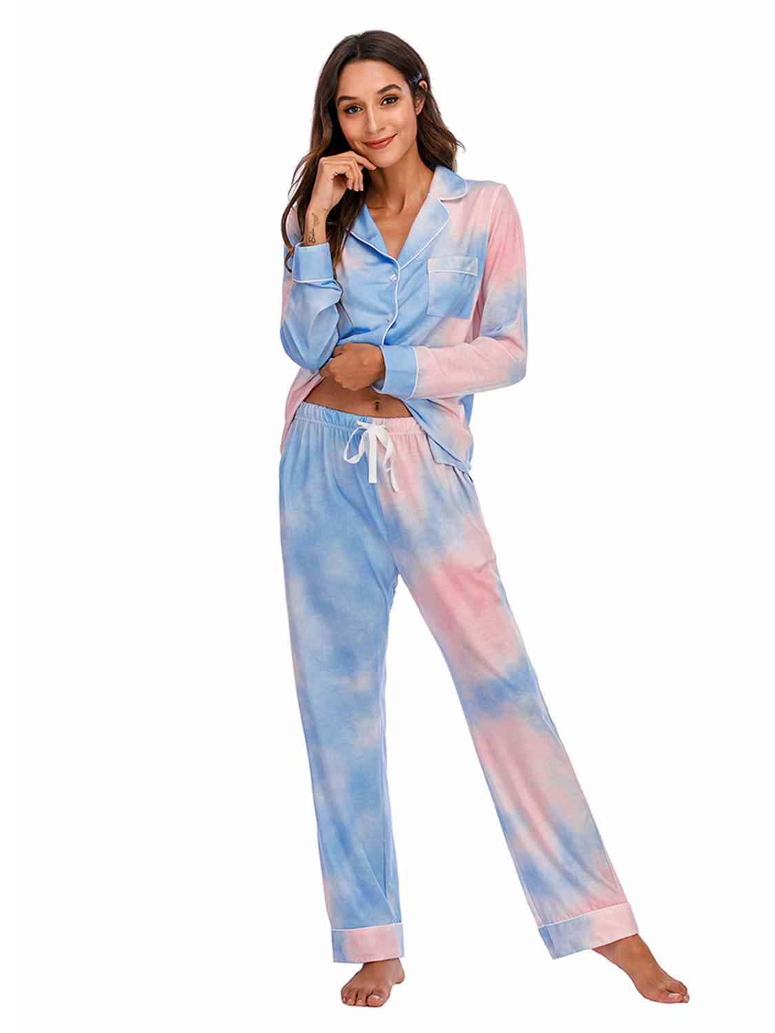 Collared Neck Long Sleeve Loungewear Set with Pockets (9 Colors) Loungewear Krazy Heart Designs Boutique   