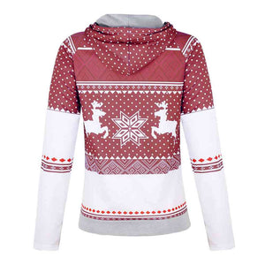 Reindeer & Snowflake Long Sleeve Hoodie with Pocket (5 Colors)  Krazy Heart Designs Boutique   
