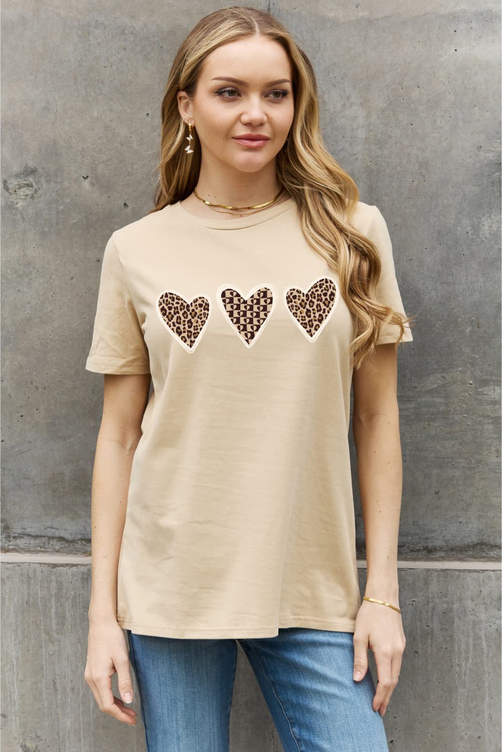 Simply Love Full Size Leopard Print Heart Graphic Cotton Tee (2 Colors)  Krazy Heart Designs Boutique   