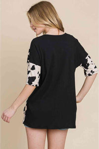 BOMBOM Rodeo Love Ribbed Animal Contrast Tee  Krazy Heart Designs Boutique   