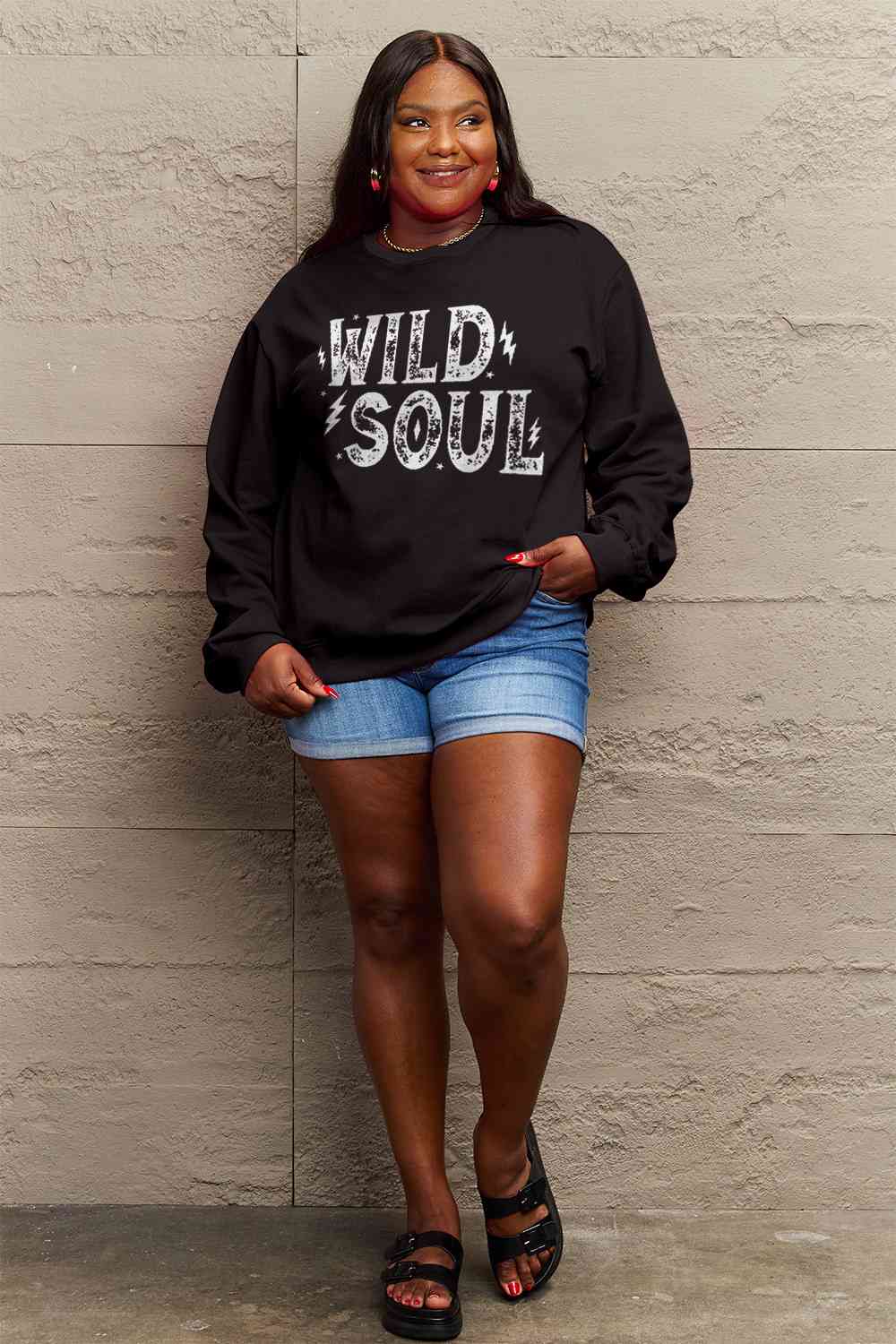 Simply Love Full Size WILD SOUL Graphic Sweatshirt (5 Colors)  Krazy Heart Designs Boutique   