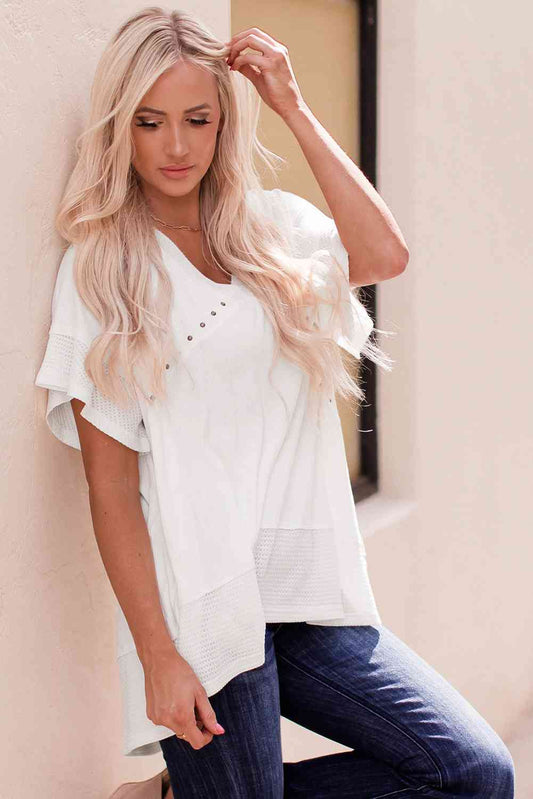 Flutter Sleeve High-Low Top Shirts & Tops Krazy Heart Designs Boutique White S 