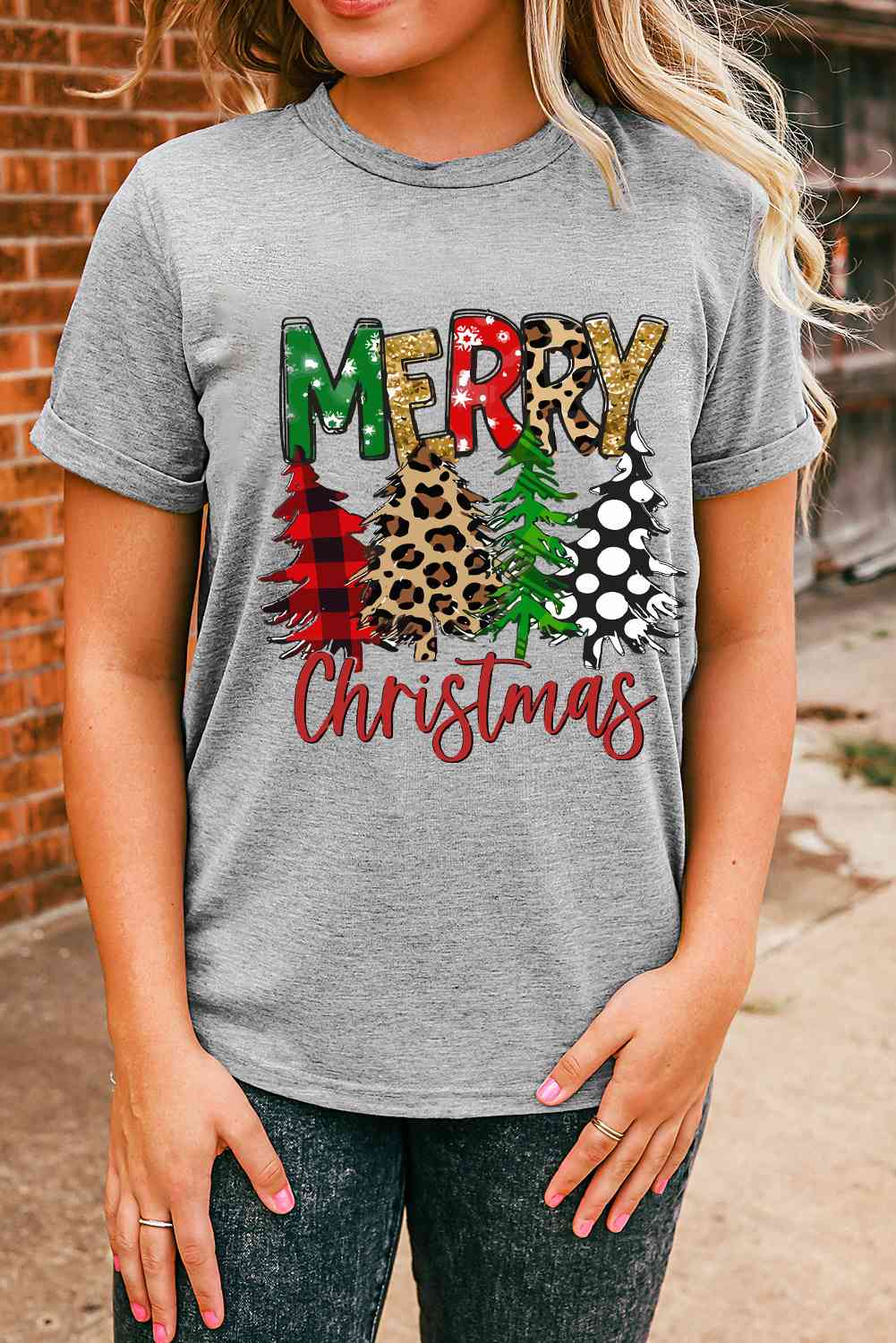 MERRY CHRISTMAS Graphic T-Shirt Shirts & Tops Krazy Heart Designs Boutique Charcoal S 