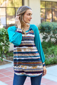 Celeste Design Full Size Striped Long Sleeve Top Shirts & Tops Krazy Heart Designs Boutique   