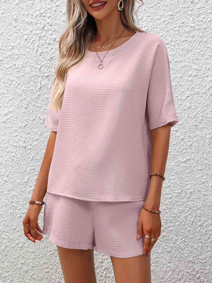 Waffle-Knit Top and Shorts Set (11 Colors) Loungewear Krazy Heart Designs Boutique Dusty Pink S 