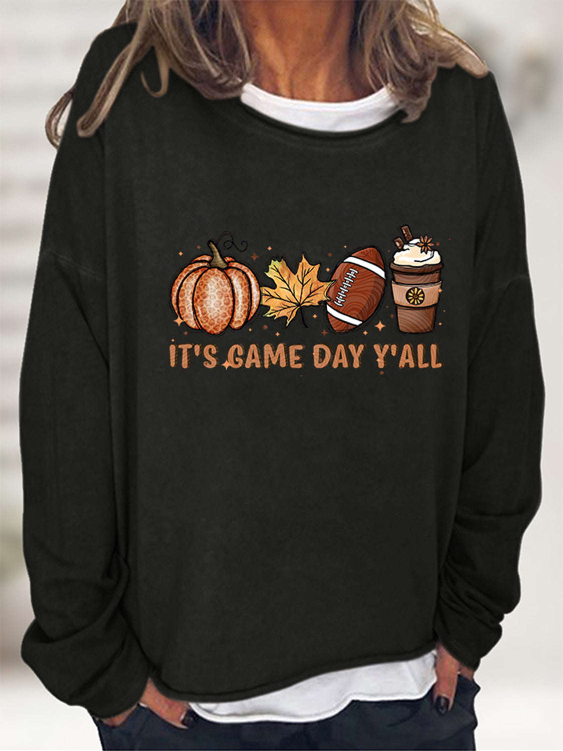 Full Size IT'S GAME DAY Y'ALL Graphic Sweatshirt (5 Colors)  Krazy Heart Designs Boutique Black S 