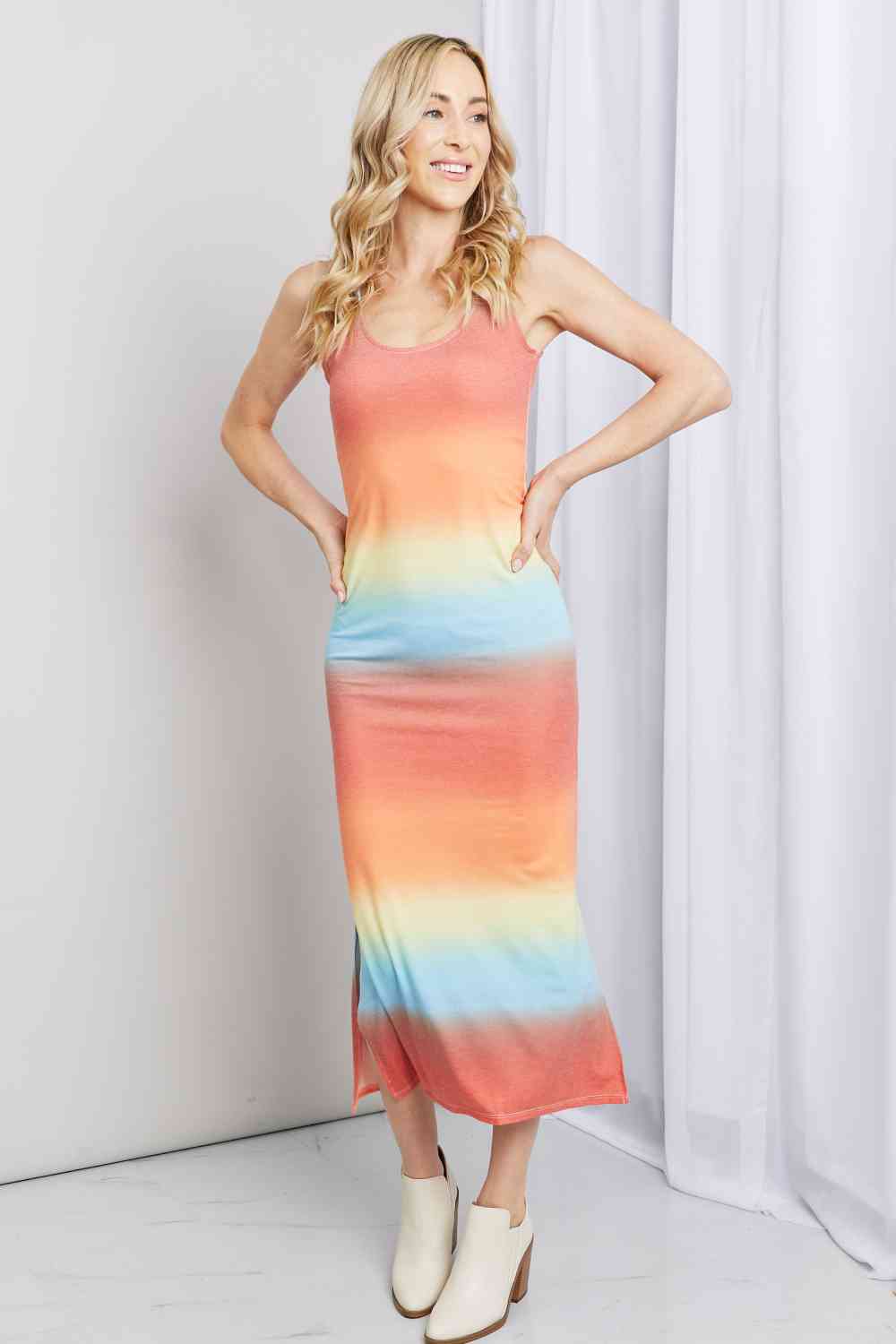 Zenana Gradient Sleeveless Slit Midi Dress  Krazy Heart Designs Boutique   