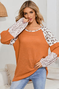 Leopard Waffle-Knit Blouse  Krazy Heart Designs Boutique   