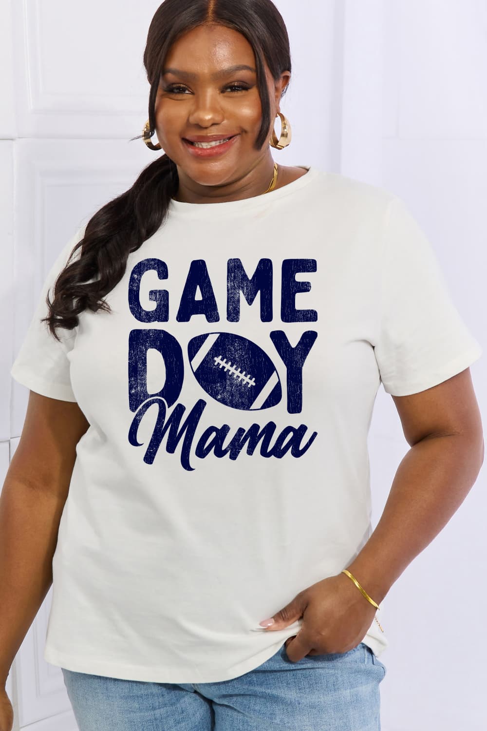 Simply Love Full Size GAMEDAY MAMA Graphic Cotton Tee (2 Colors)  Krazy Heart Designs Boutique Bleach S 