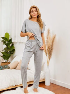 Round Neck Top and Pants Lounge Set (5 Colors) Loungewear Krazy Heart Designs Boutique   