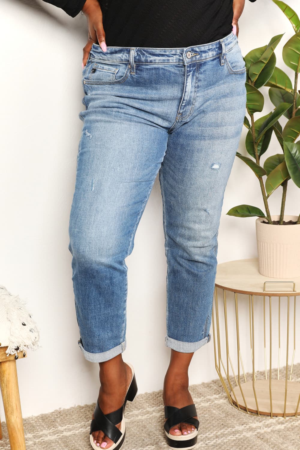 Kancan Full Size Mid Rise Slim Boyfriend Jeans  Krazy Heart Designs Boutique Medium 0(23) 
