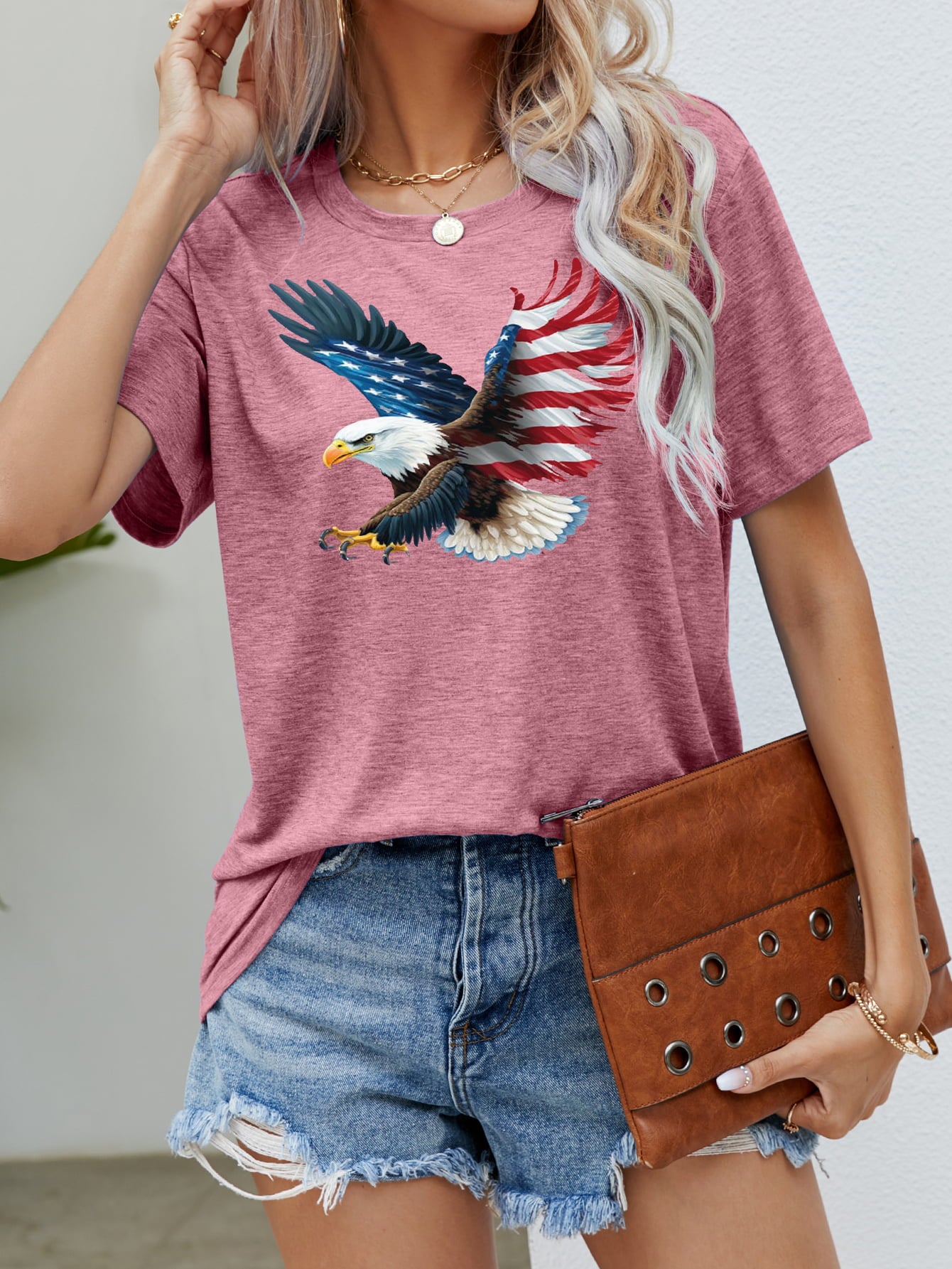 US Flag Eagle Graphic Tee (5 Colors)  Krazy Heart Designs Boutique Dusty Pink S 