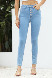 High Waist Button-Fly Slim Jeans pants Krazy Heart Designs Boutique Light 1 