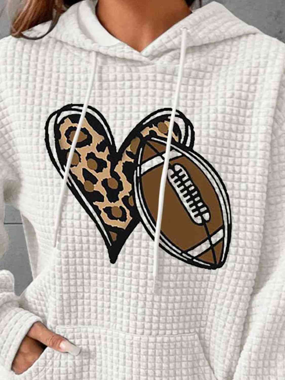 Heart & Football Graphic Hoodie  Krazy Heart Designs Boutique   