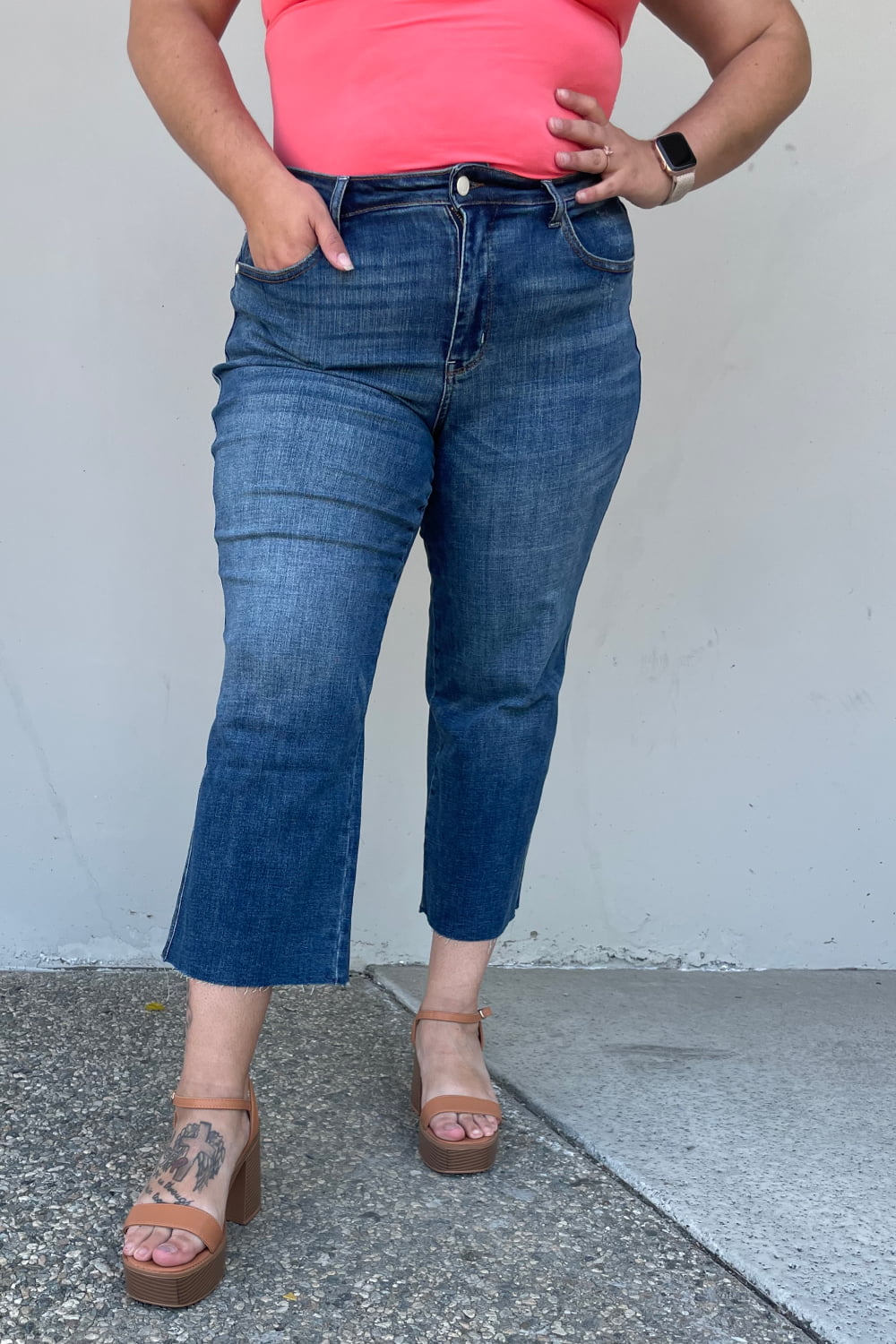 Judy Blue Renee Full Size Medium Wash Wide Leg Cropped Jeans  Krazy Heart Designs Boutique Medium 3 