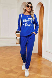 MAMA BEAR Graphic Sweatshirt and Sweatpants Set (5 Colors) Loungewear Krazy Heart Designs Boutique Cobalt Blue S 
