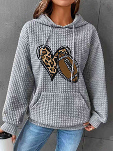 Heart & Football Graphic Hoodie  Krazy Heart Designs Boutique Heather Gray S 