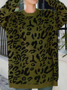 Leopard Round Neck Tunic Sweater(3 Colors) Shirts & Tops Krazy Heart Designs Boutique   