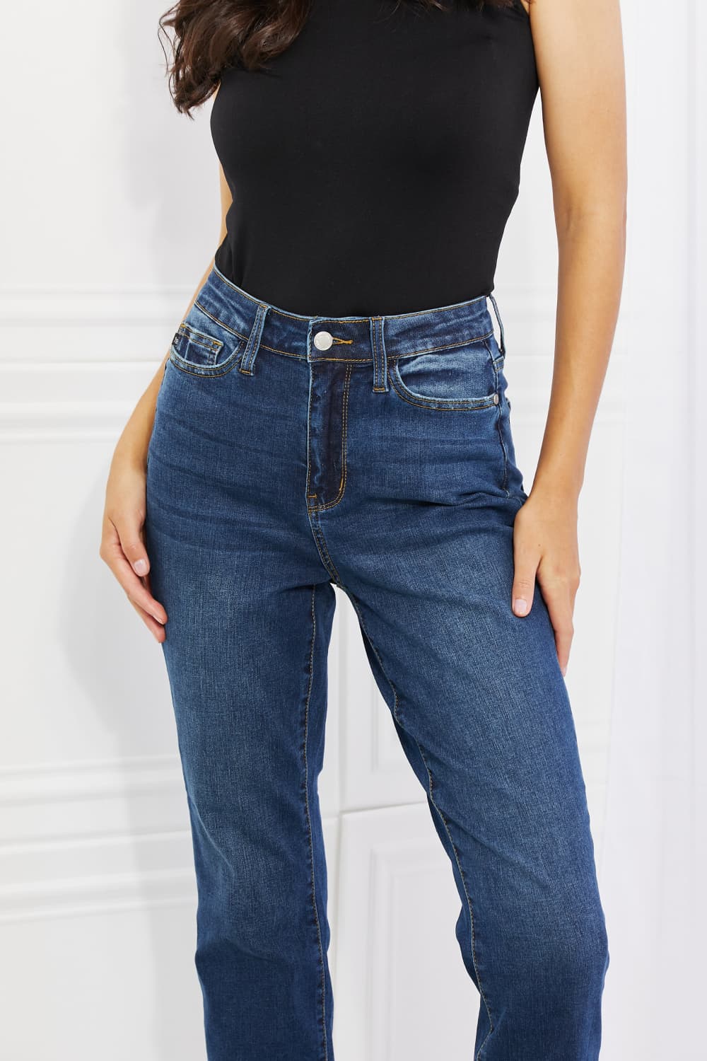 Judy Blue Crystal Full Size High Waisted Cuffed Boyfriend Jeans  Krazy Heart Designs Boutique   