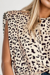 Leopard Print  Round Neck Tank Shirts & Tops Krazy Heart Designs Boutique   