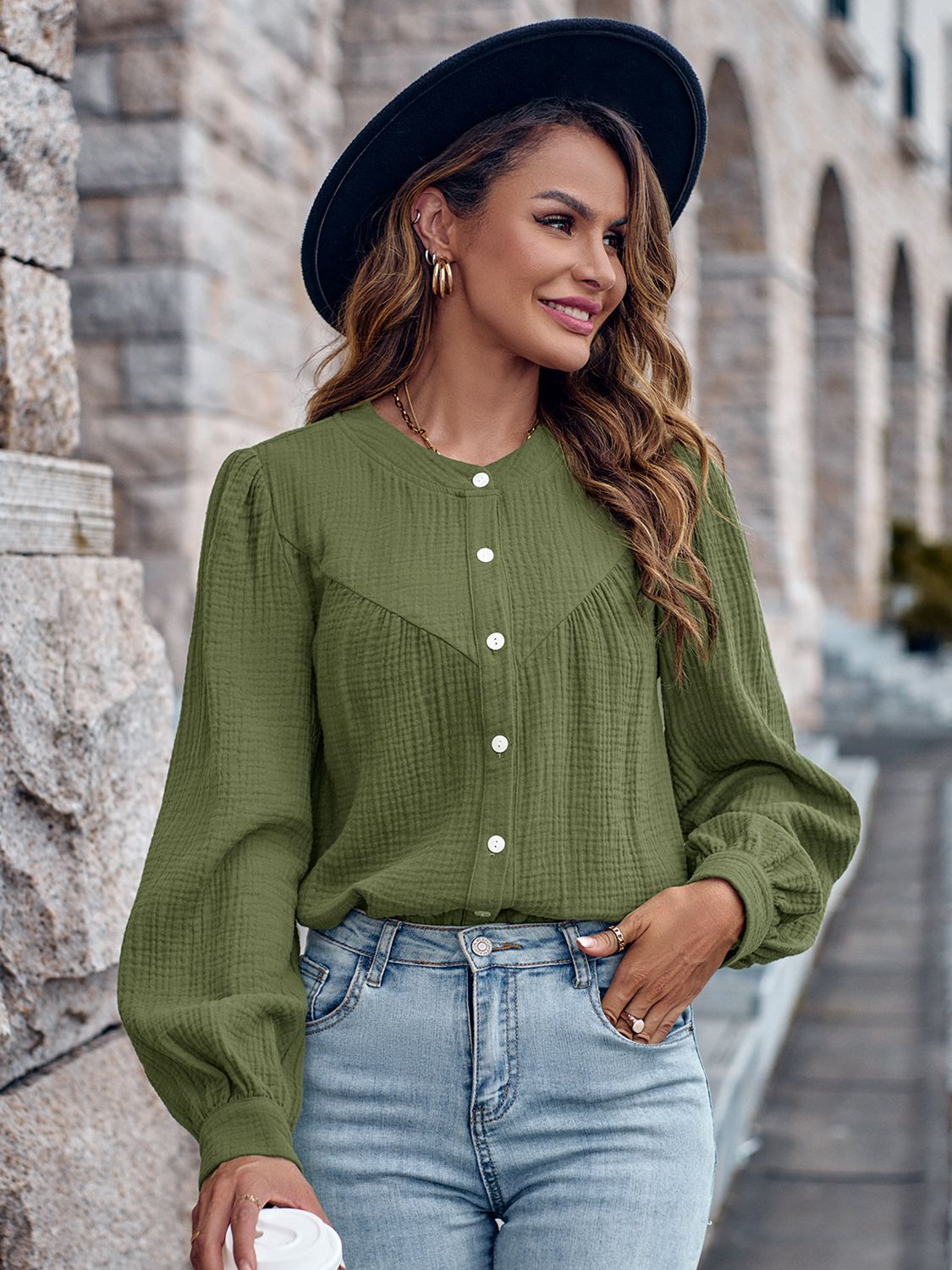 Round Neck Puff Sleeve Shirt (3 Colors)  Krazy Heart Designs Boutique   