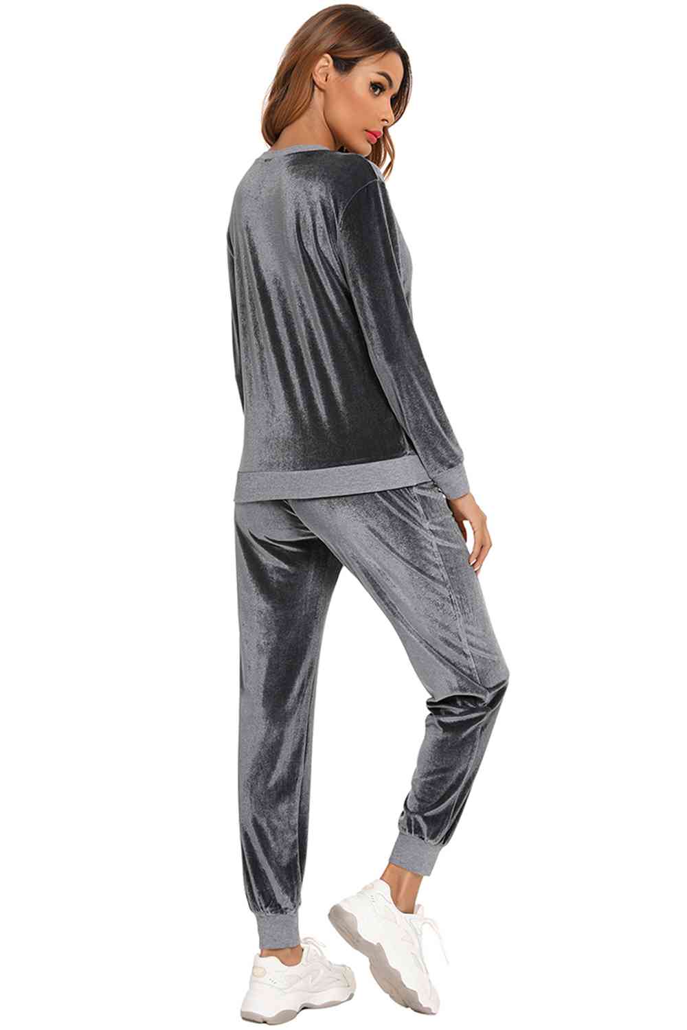 Round Neck Long Sleeve Loungewear Set with Pockets (3 Colors) Loungewear Krazy Heart Designs Boutique   