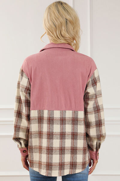 Button Up Plaid Collared Neck Jacket coats Krazy Heart Designs Boutique   