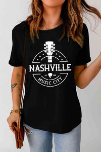 Western NASHVILLE MUSIC CITY Cuffed Graphic Tee Shirt Shirts & Tops Krazy Heart Designs Boutique   