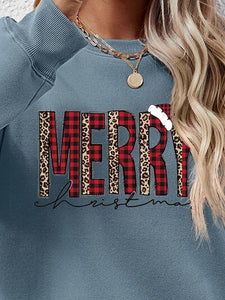 MERRY CHRISTMAS Round Neck Long Sleeve Sweatshirt (9 colors) Shirts & Tops Krazy Heart Designs Boutique   