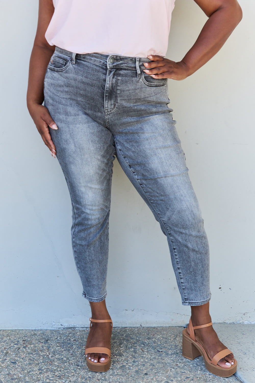Judy Blue Racquel Full Size High Waisted Stone Wash Slim Fit Jeans  Krazy Heart Designs Boutique   
