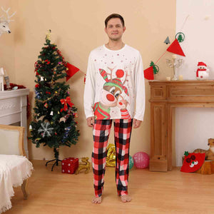 Reindeer Top and Plaid Pajama Set for Men  Krazy Heart Designs Boutique White M 