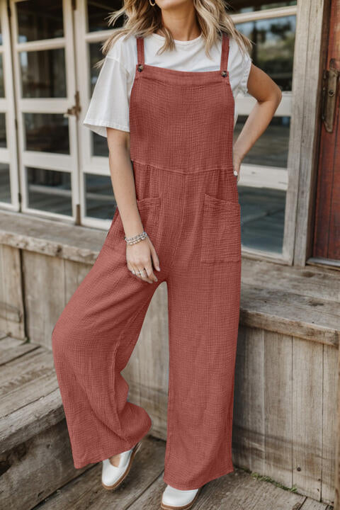 Full Size Wide Leg Front Pocket Jumpsuit (4 Colors)  Krazy Heart Designs Boutique   