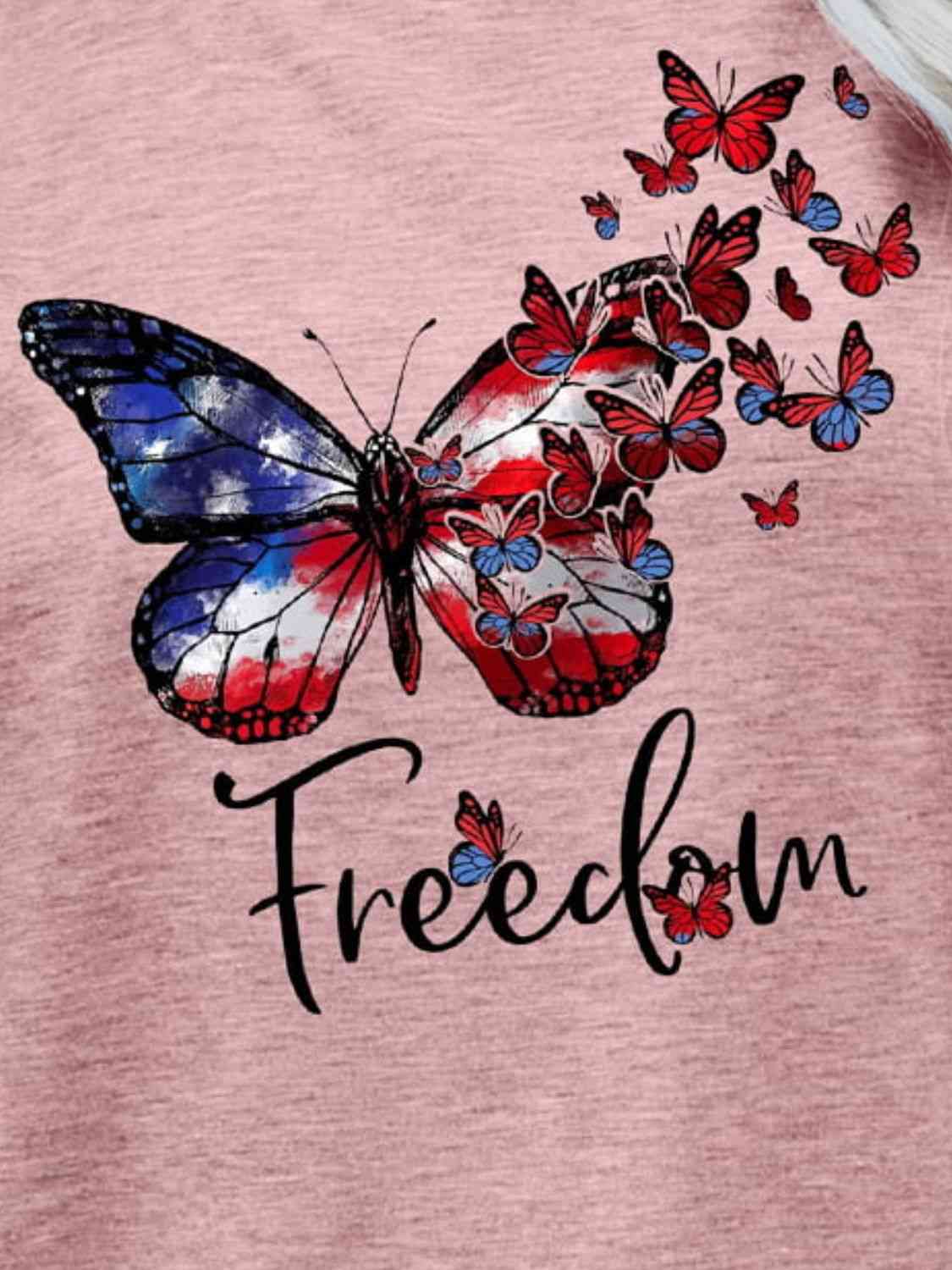 FREEDOM Butterfly Graphic Short Sleeve Tee (5 Colors)  Krazy Heart Designs Boutique   