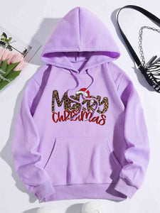 MERRY CHRISTMAS Graphic Drawstring Hoodie (4 Colors)  Krazy Heart Designs Boutique Lavender S 