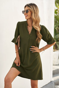 Puff Sleeve Notched Mini Shift Dress (4 Colors)  Krazy Heart Designs Boutique   