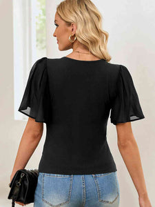 V-Neck Flutter Sleeve Top (4 Colors) Shirts & Tops Krazy Heart Designs Boutique   