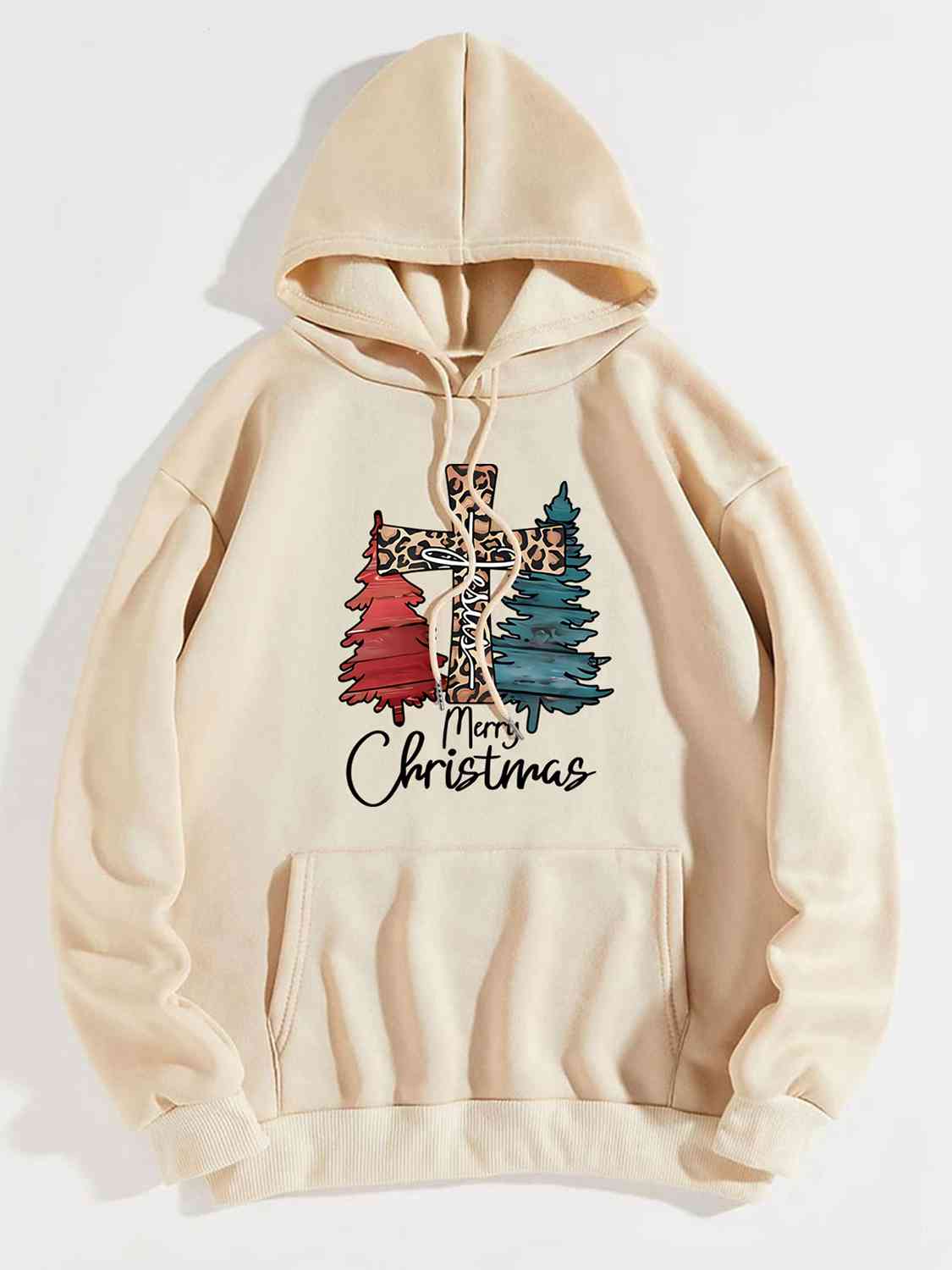 MERRY CHRISTMAS Graphic Drawstring Hoodie (4 Colors)  Krazy Heart Designs Boutique   