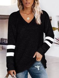 V-Neck Raglan Striped Sleeve T-Shirt (3 Colors)  Krazy Heart Designs Boutique Black S 