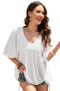 Double Take V-Neck Half Sleeve Blouse with Pockets  Krazy Heart Designs Boutique   