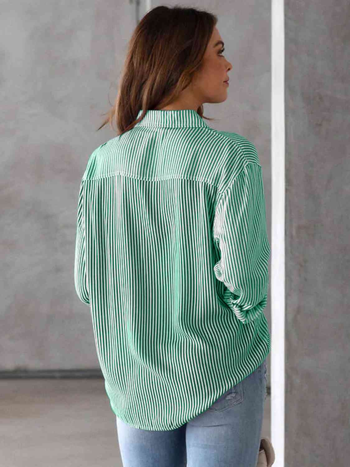 Striped Collared Neck Shirt with Pocket (5 Colors)  Krazy Heart Designs Boutique   