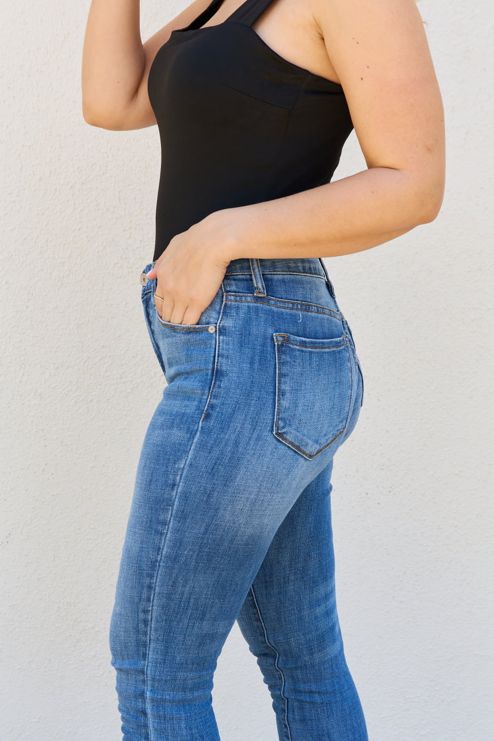 Kancan Lindsay Full Size Raw Hem High Rise Skinny Jeans  Krazy Heart Designs Boutique   